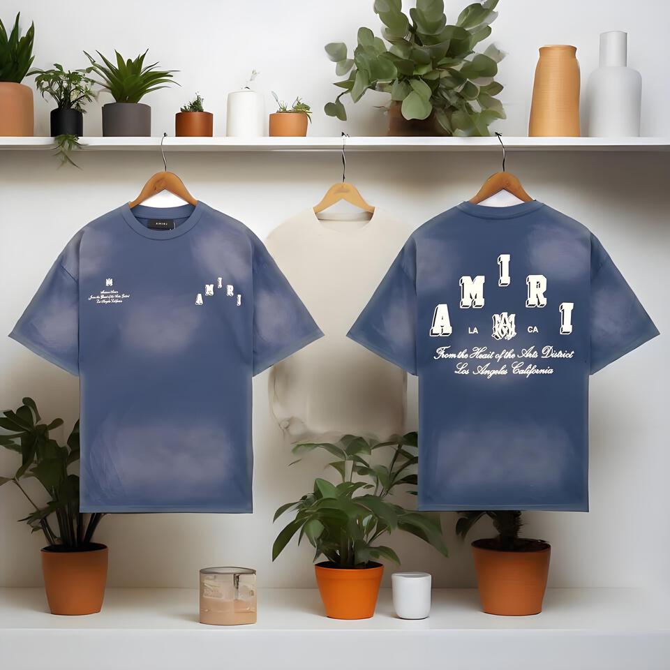 Amiri Blue Ombre Dyed Unisex Cotton T-Shirt