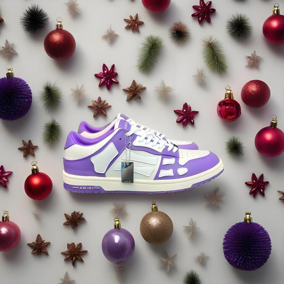 AMIRI Low-Top Purple White Leather Skate Shoes for Men