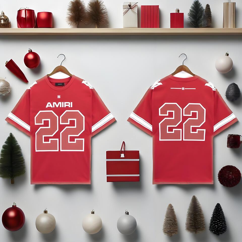 AMIRI Red Cotton T-Shirt Loose Streetwear Print Unisex
