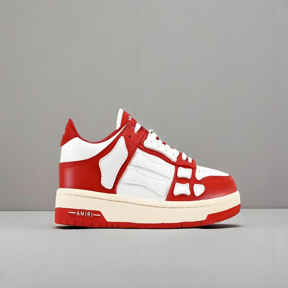 AMIRI Red White Leather Sneakers Men Women Casual Skate Shoes Fashion Streetwear Low Top