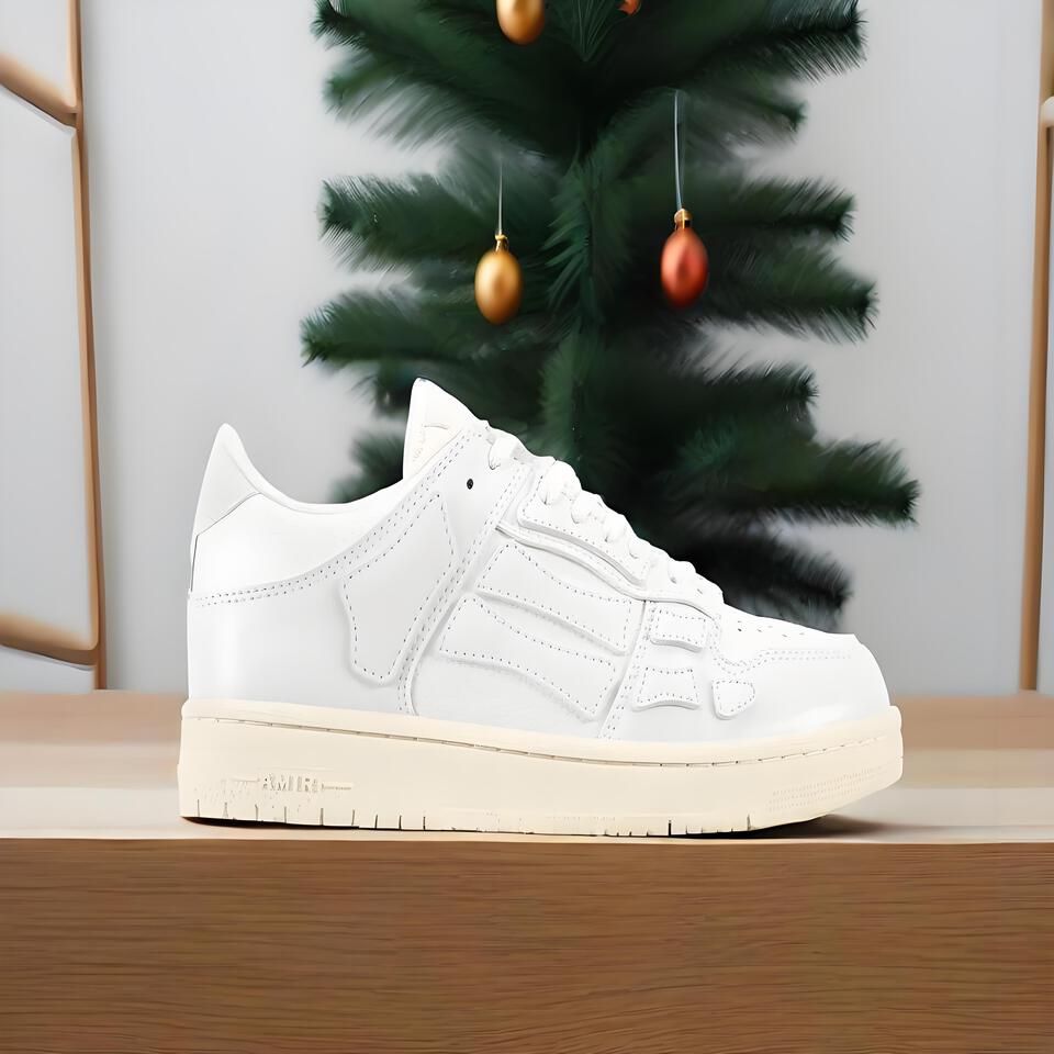 AMIRI Skel Top Unisex White Leather Sneakers | Men Women Fashion Shoes