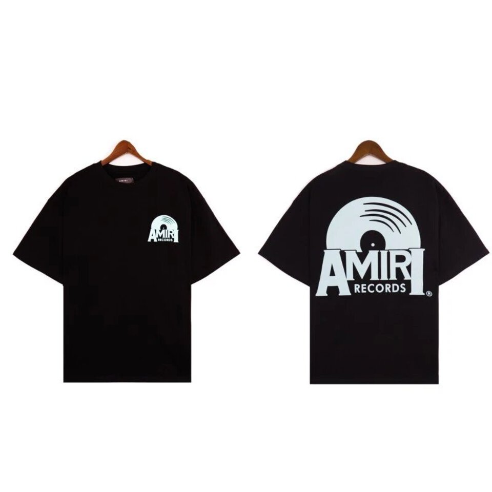 Amiri Unisex Black Cotton T-Shirt Streetwear Loose Fit