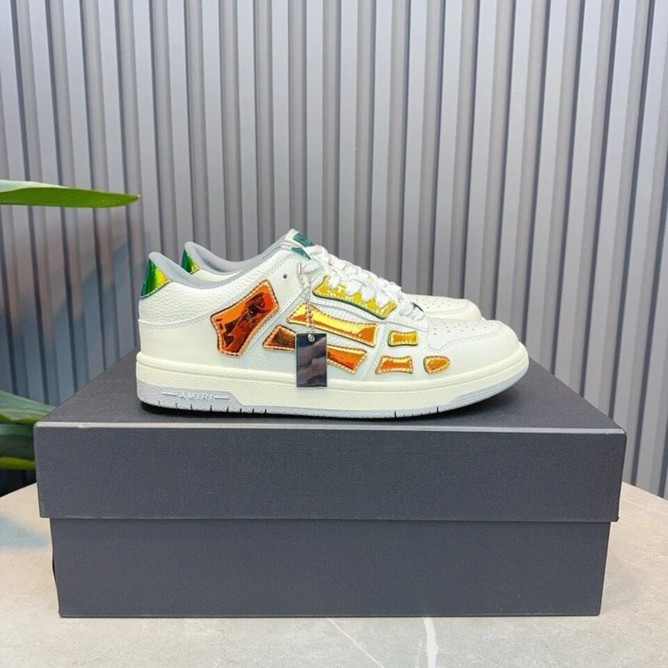 AMOR Deconstructed Platform Sneakers White Orange Gold Retro Street Fashion Casual Shoes