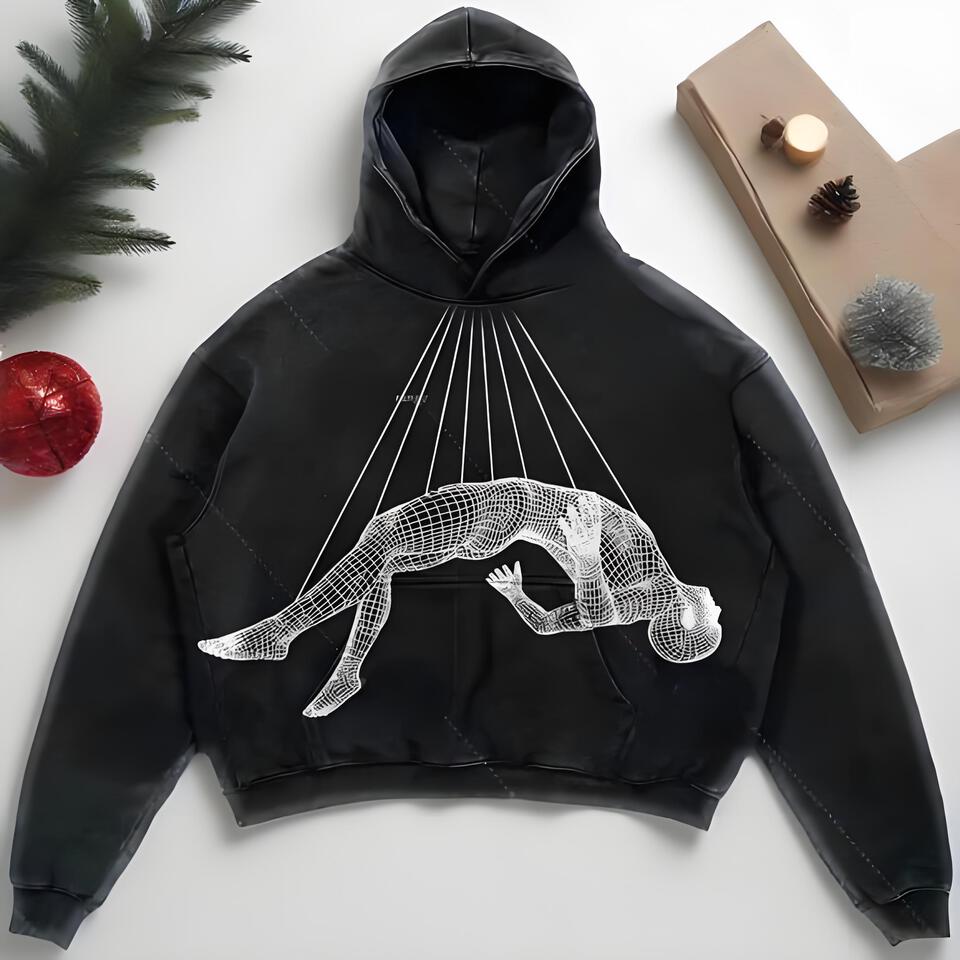 Anatomical Art Unisex Black Hoodie Loose Fit Cotton