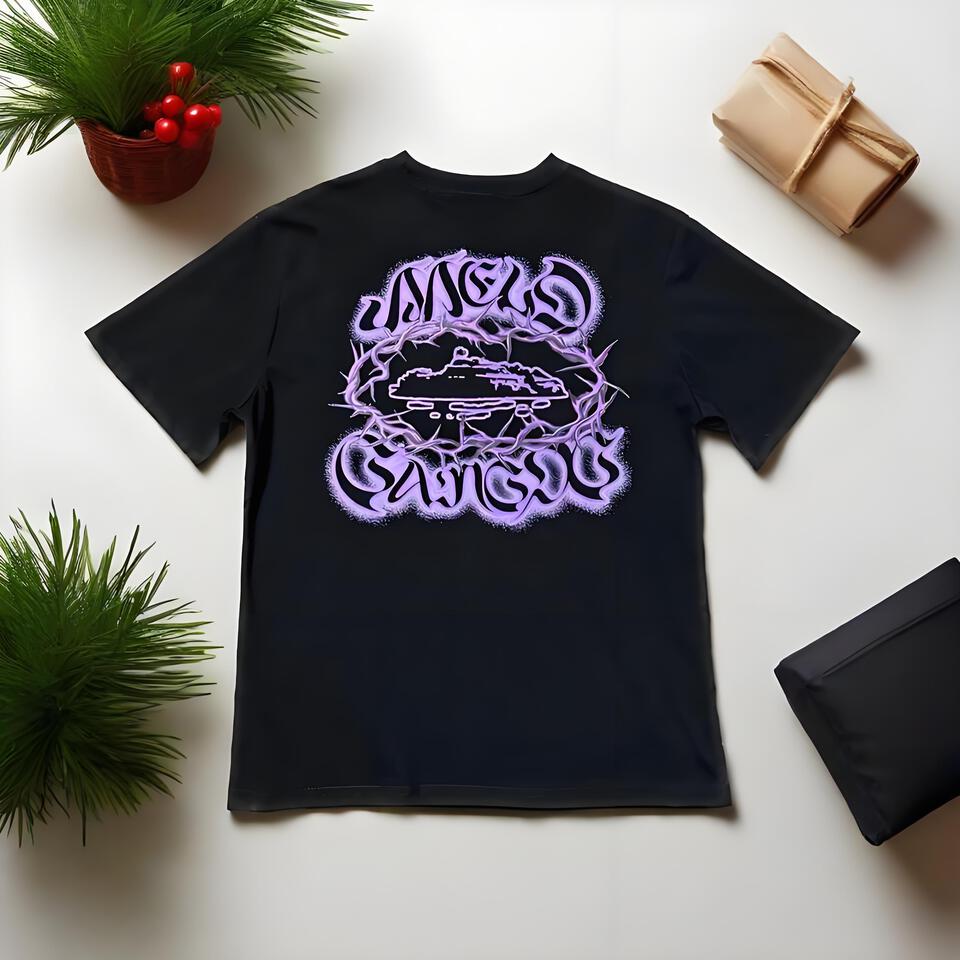 Angel City Black Graffiti Cotton Short Sleeve T-Shirt