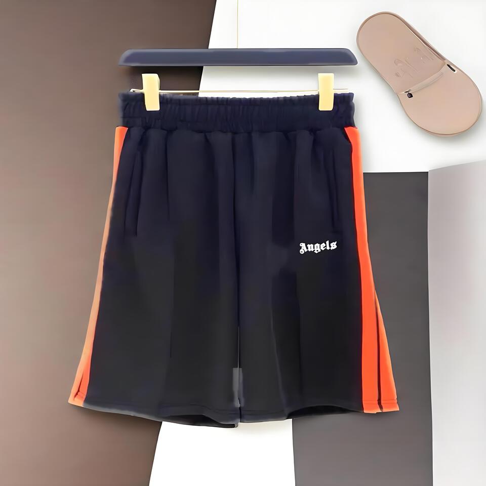 Angels Black & Orange Elastic Waist Shorts for Women & Men