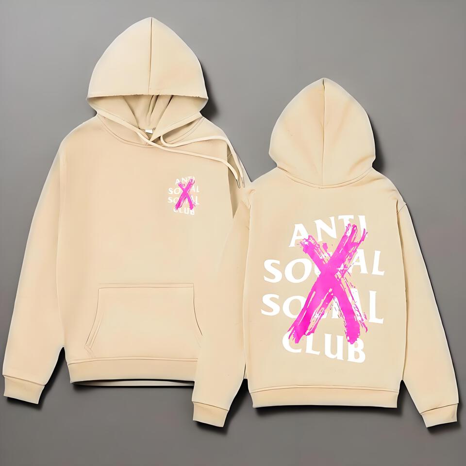 Anti Social Social Club Beige Cotton Hoodie Unisex Streetwear
