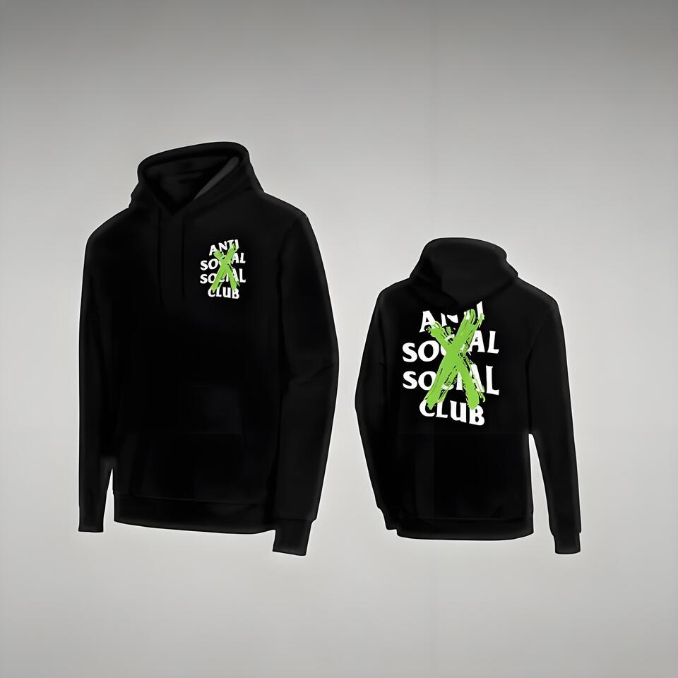 Anti Social Social Club Black Hooded Cotton Streetwear Unisex
