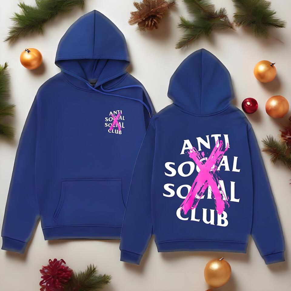Anti Social Social Club Navy Blue Hoodie Unisex Streetwear