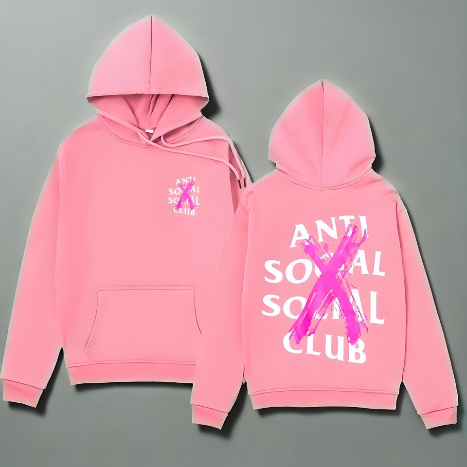 Anti Social Social Club Pink Hoodie Unisex Streetwear
