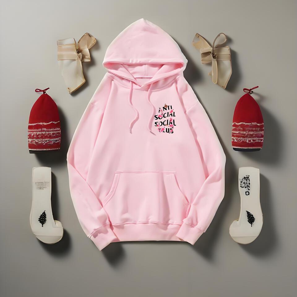 Anti Social Social Club Pink Hoodie Unisex Streetwear Casual