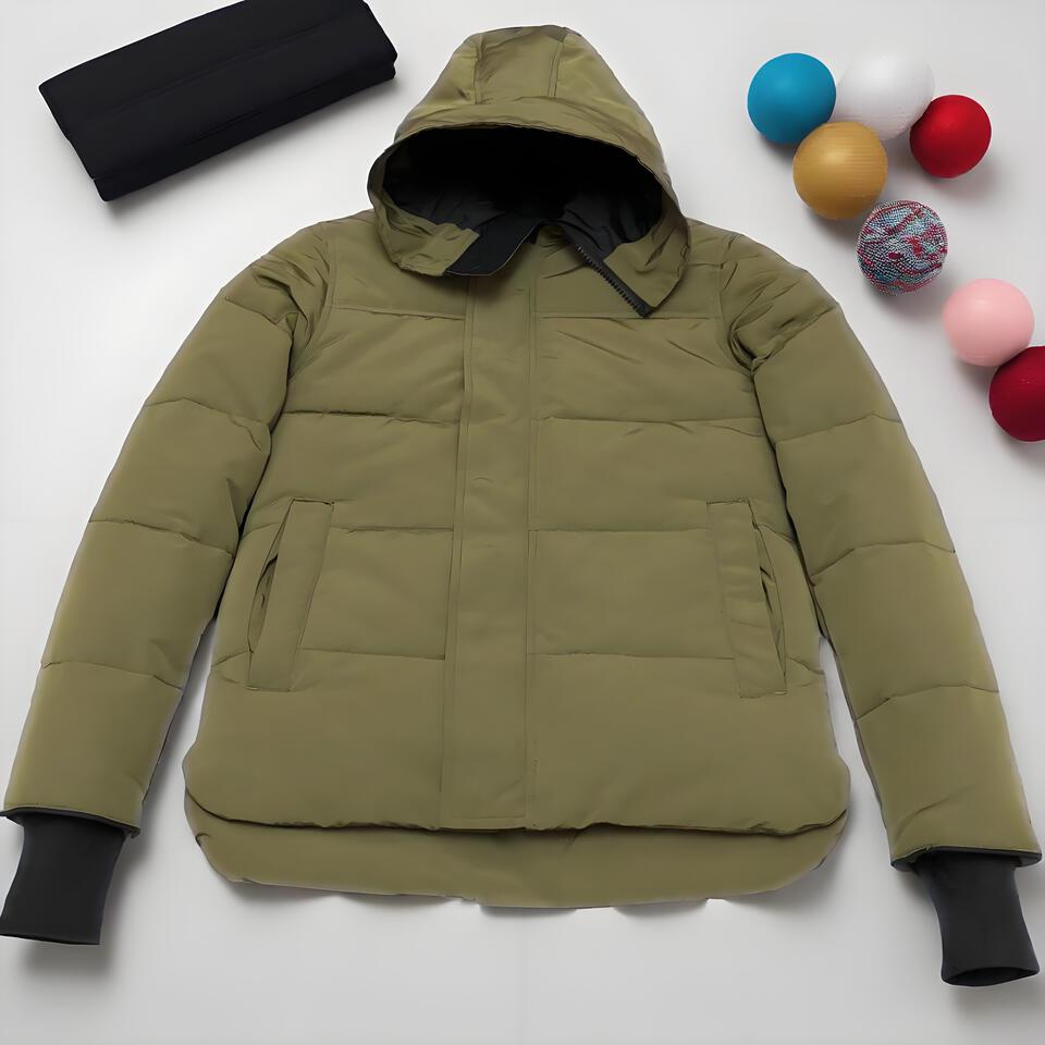 Army Green Hooded Down Jacket Unisex Windproof Winter Coat