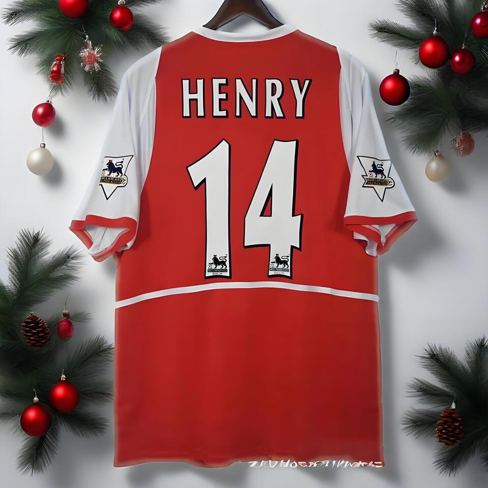 Arsenal Henry 14 Retro Football Jersey, Classic Red White Home Kit, Men's Soccer Shirt