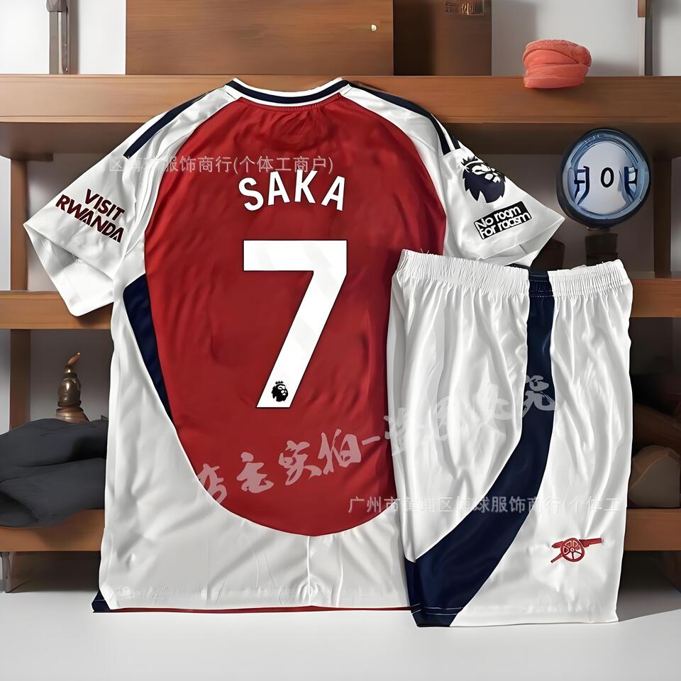 Arsenal Red White Blue Breathable Saka 7 Dry Fit Football Jersey