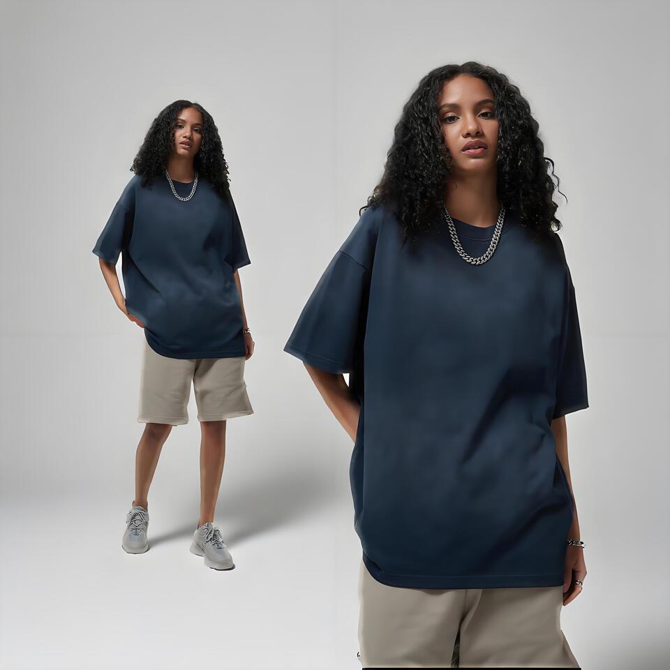 Artie Master Spray Dyed Indigo Pure Cotton Loose Short Sleeve T-Shirt