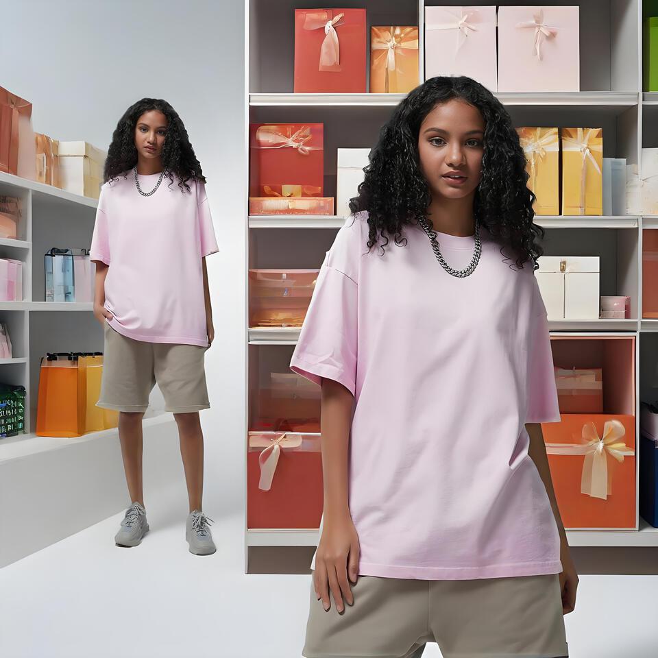 ARTIE Spray-Dyed Pink Cotton Oversized Unisex T-Shirt