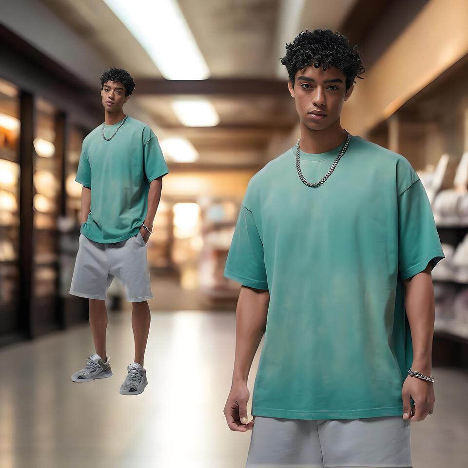 Artieartie Spray-Dyed Bronze Green Cotton Loose Tee Vintage Streetwear