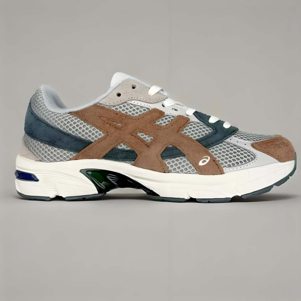 ASICS GEL-1090 Grey Brown Retro Sneakers: GEL Cushioning, Breathable Mesh & Suede