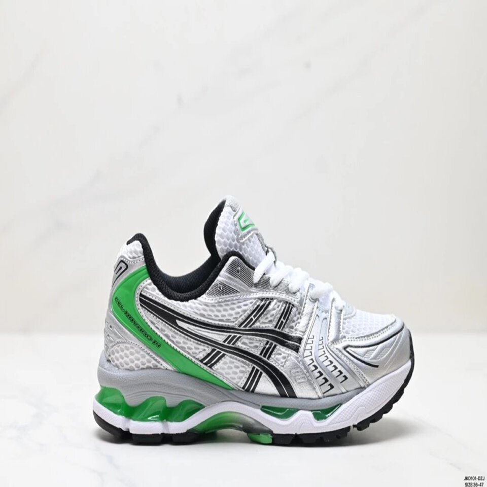 ASICS GEL-KAYANO 5 White Green Silver Cushioned Running Shoes