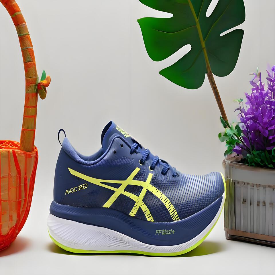 ASICS Magic Speed Blue Yellow Racing Shoes FF Blast+ Cushioning Wear-Resistant