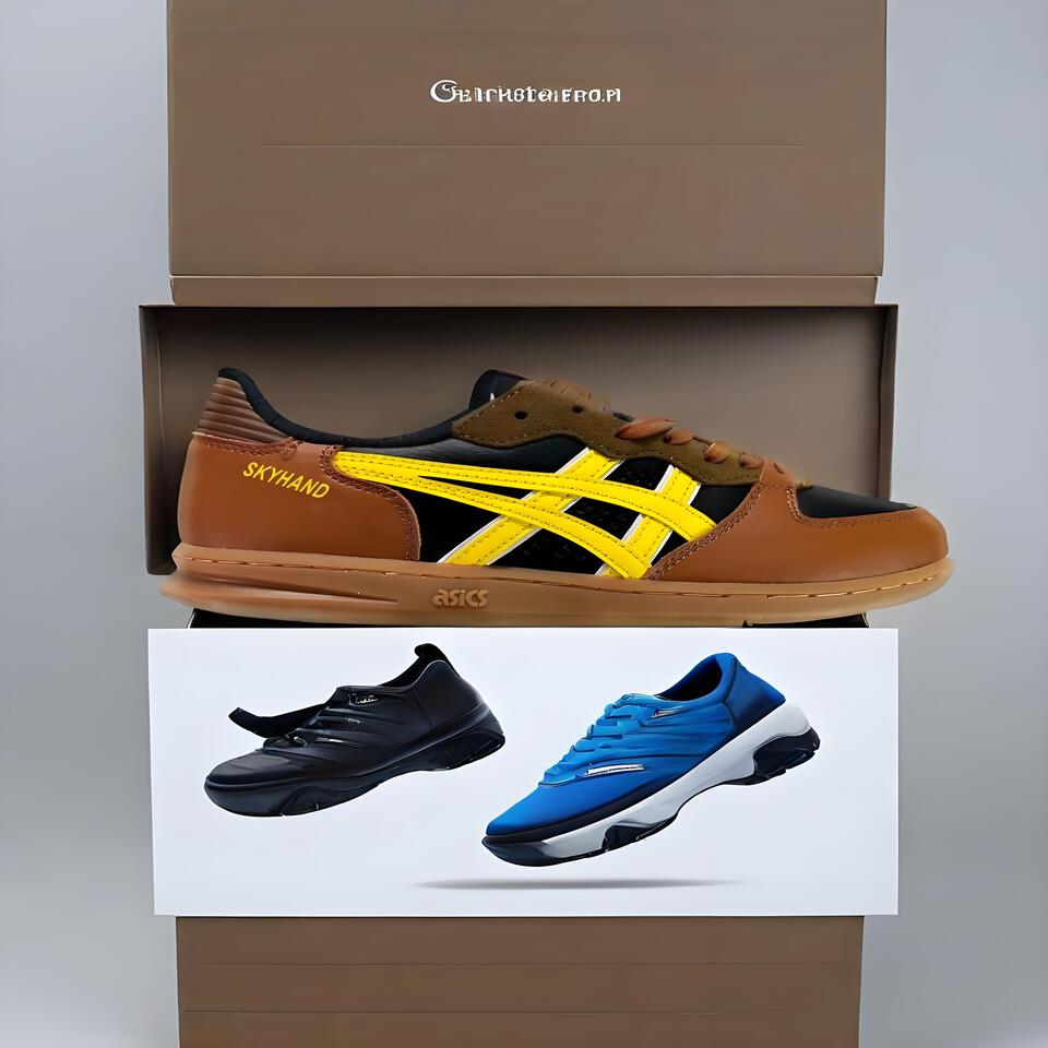 ASICS SKYHAND Black Yellow Retro Running Shoes Tiger Stripe Breathable