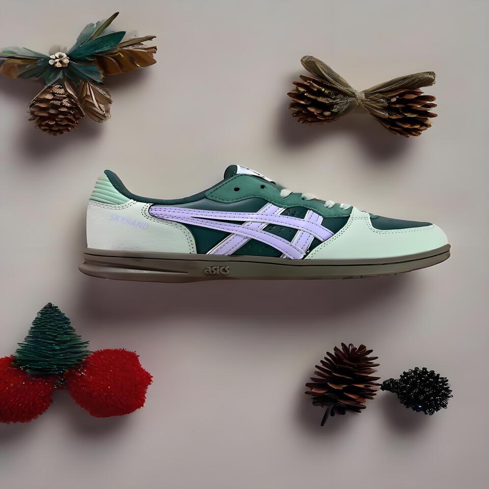 ASICS SKYHAND Green Purple White Sneakers | Breathable & Durable Casual Shoes