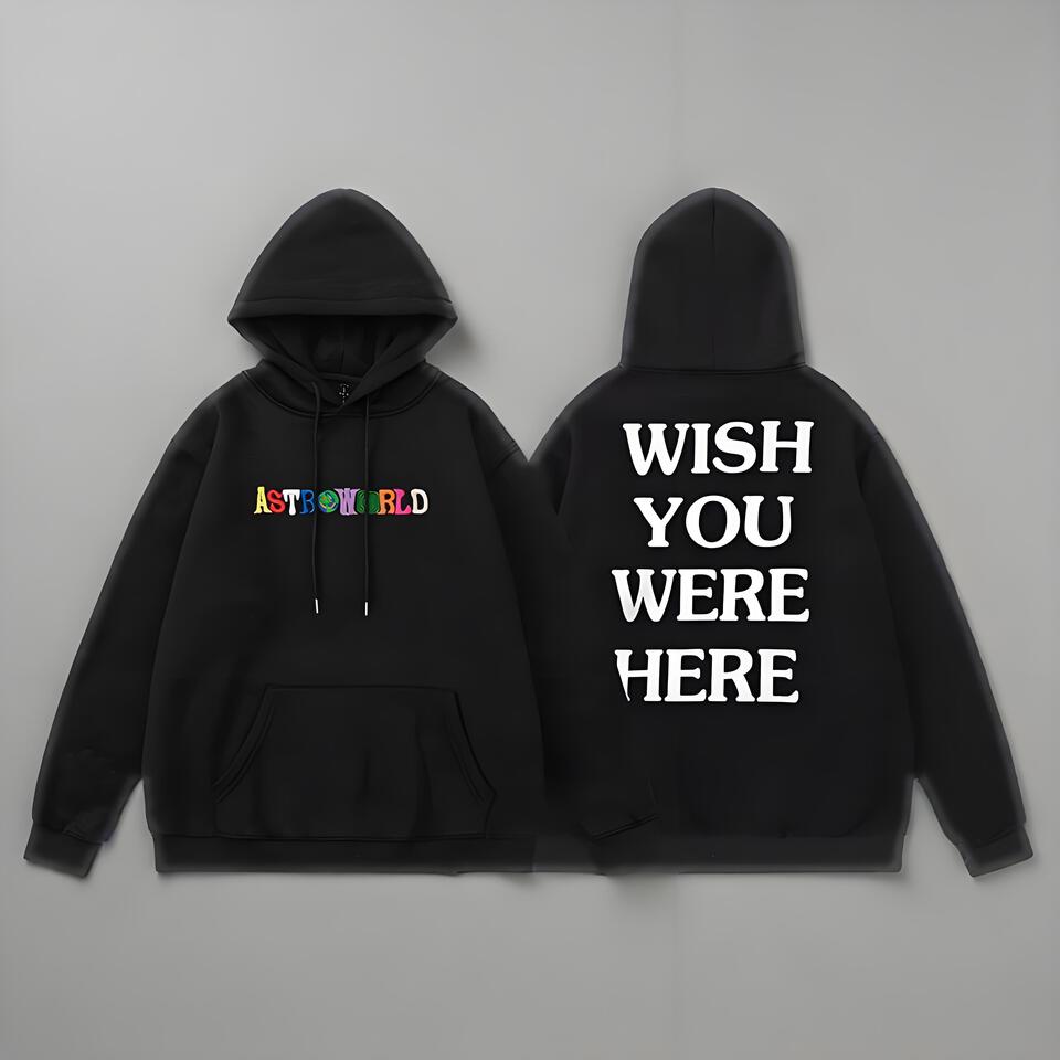 Astroworld Black Hoodie Unisex Streetwear Printed Sweatshirt