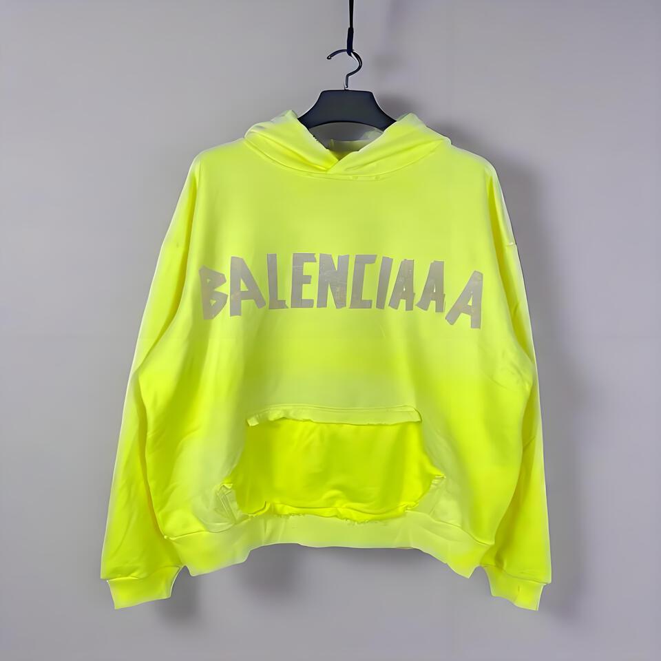 Balenciaga Fluorescent Yellow Hoodie Unisex Streetwear