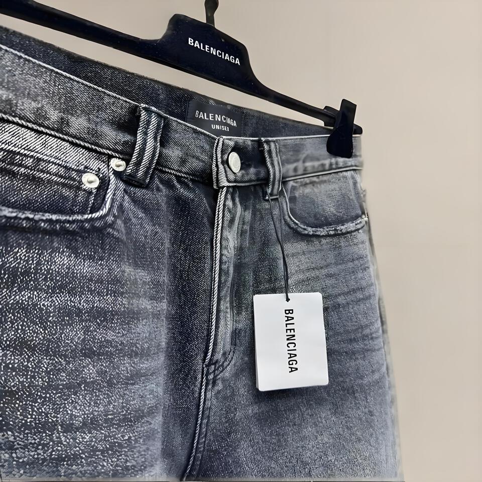 Balenciaga High-Rise Grey Denim Jeans | Women's Fashion Luxury Designer Pants
