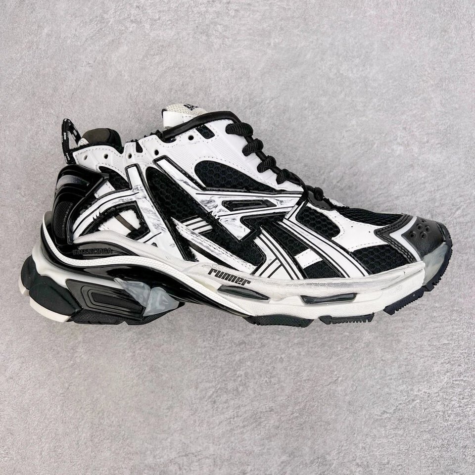 Balenciaga Runner Black White Mesh Vintage Dad Shoes