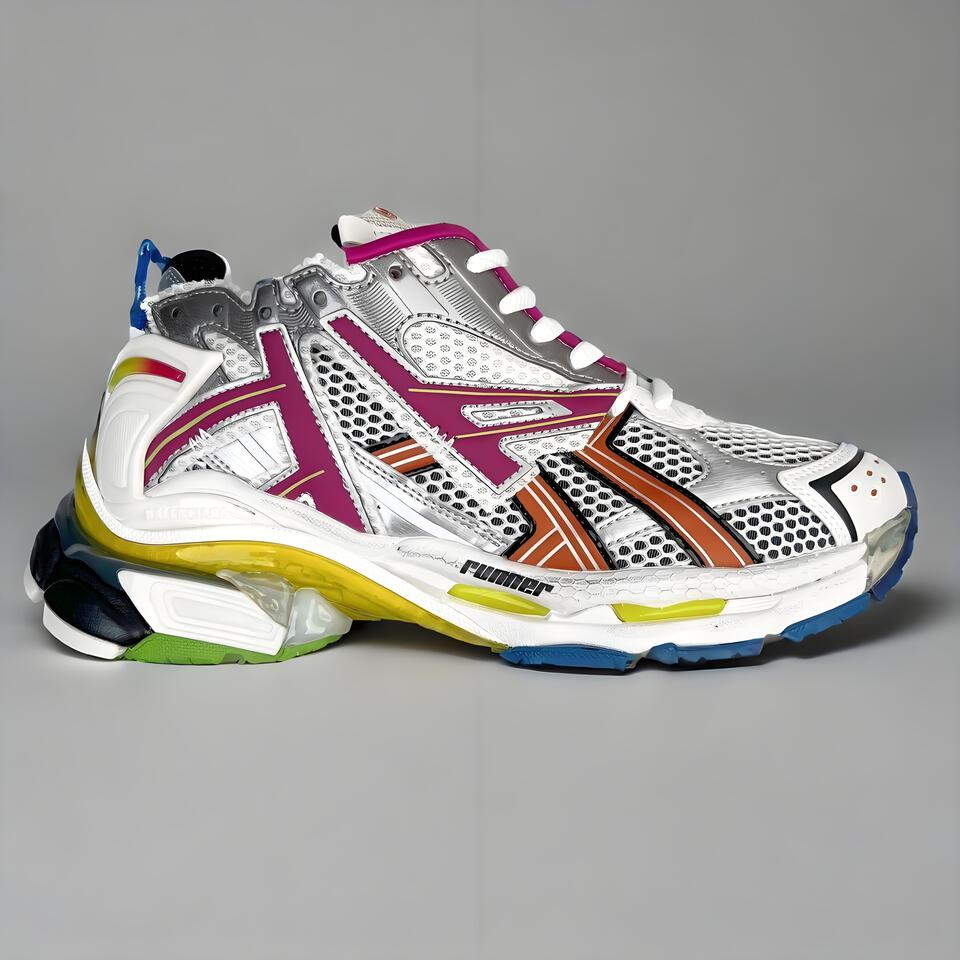 Balenciaga Runner Deconstructed Color-Block Dad Sneakers White Pink Orange Yellow Blue