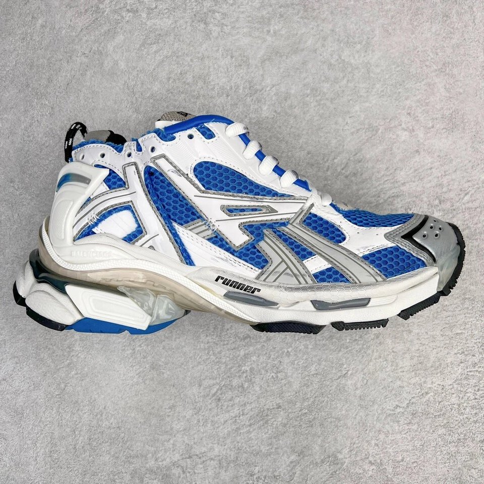 Balenciaga Runner White Blue Silver Retro Sneakers