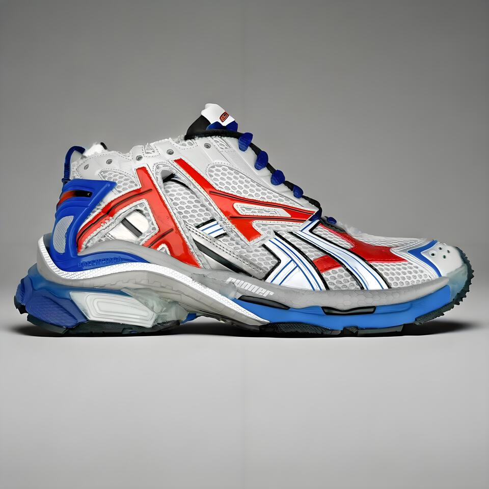 Balenciaga Runner White Red Blue Breathable Sneakers