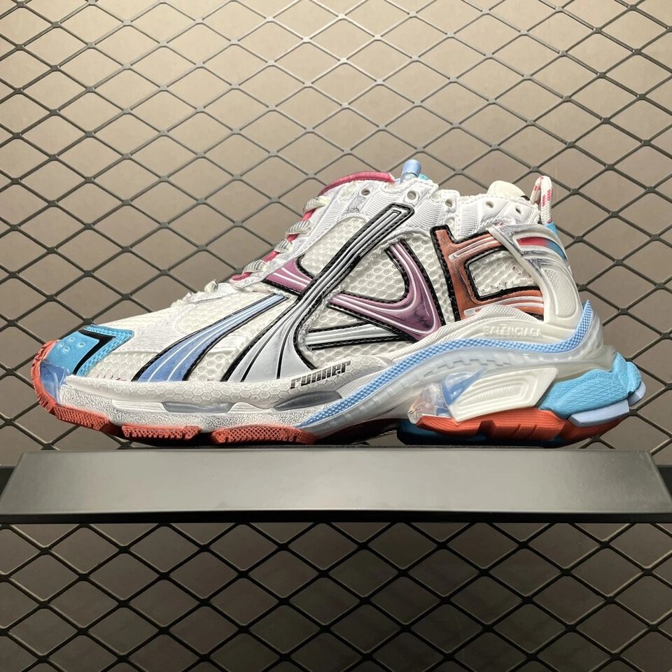 Balenciaga Skechers White Blue Pink Orange Retro Sneakers