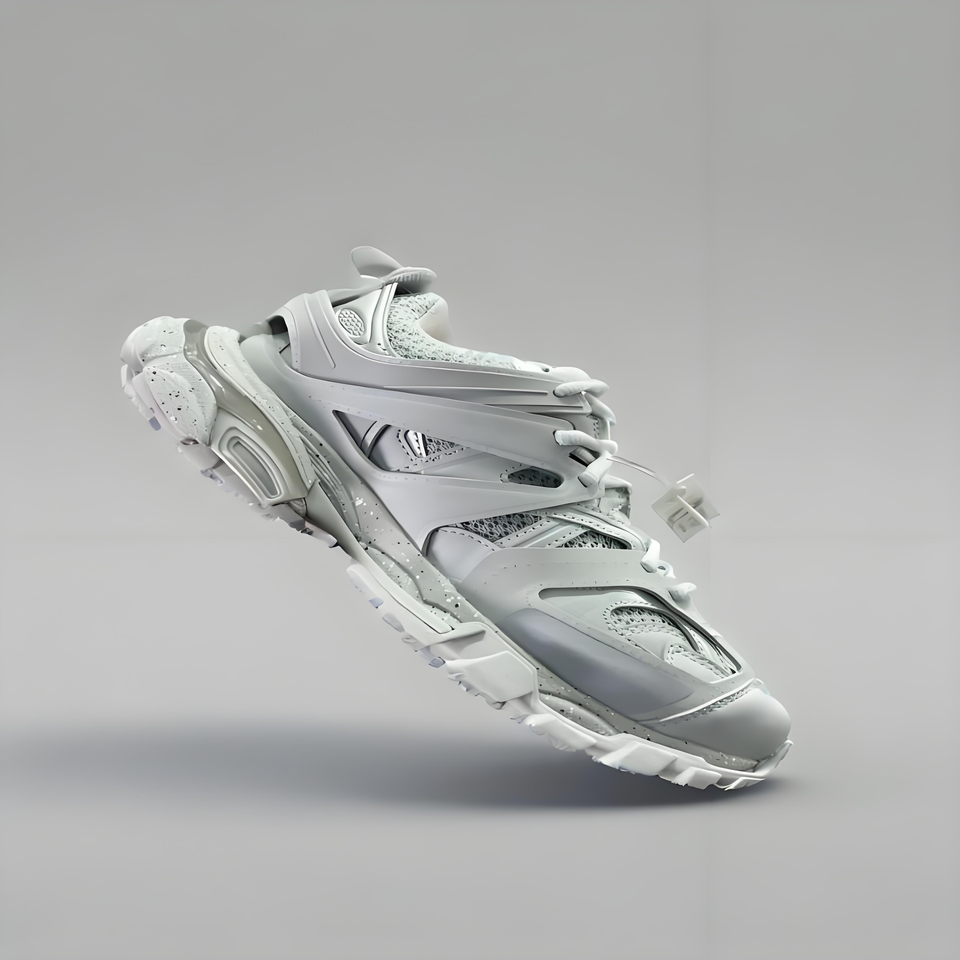 Balenciaga Track Light Grey Breathable Mesh Leather Chunky Dad Sneakers