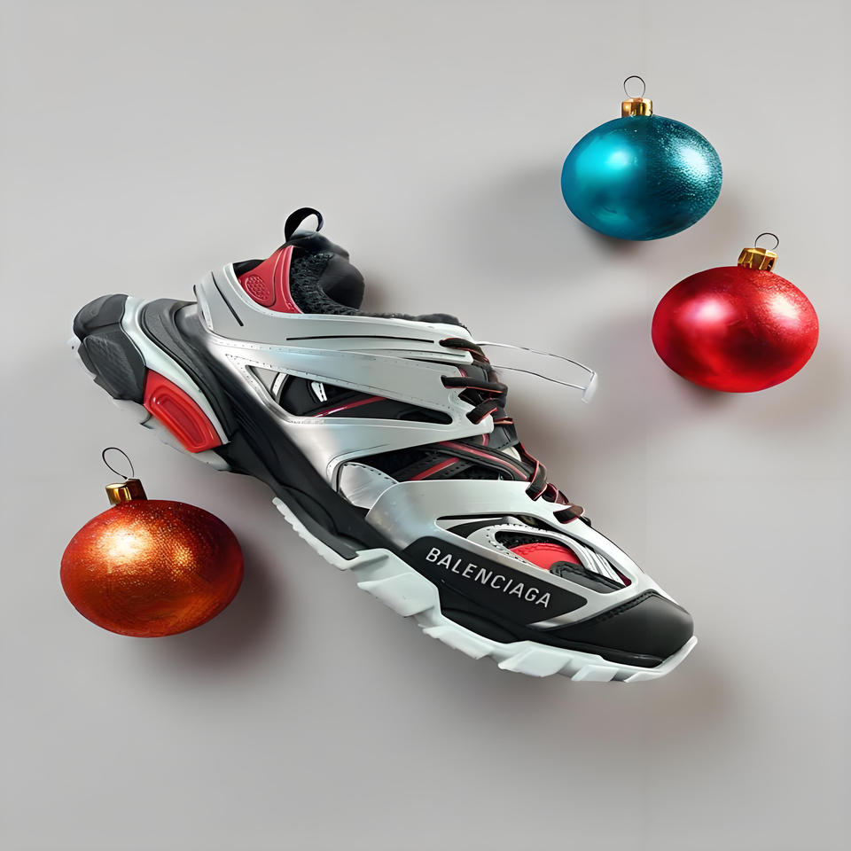 Balenciaga Track Silver Black Red Mesh Retro Sneakers
