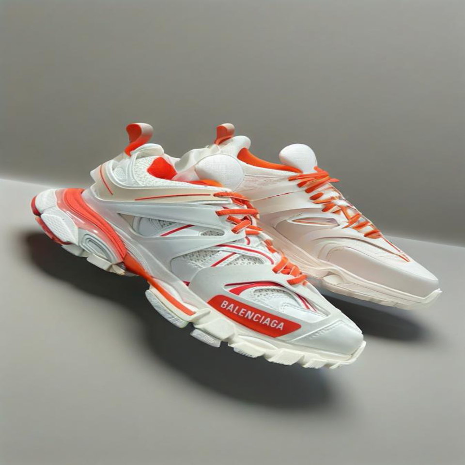 Balenciaga Track Sneakers White Orange Mesh Dad Shoes
