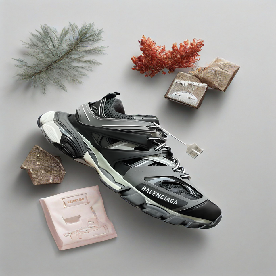 Balenciaga Triple S Black Grey Distressed Retro Sneakers