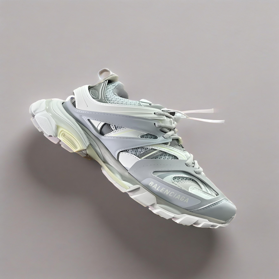 Balenciaga Triple S Grey White Distressed Retro Sneakers