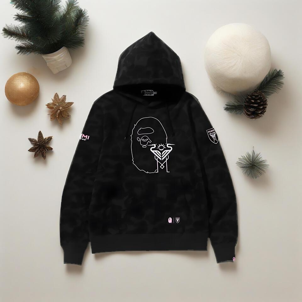 Bape Black Camo Cotton Hooded Sweatshirt