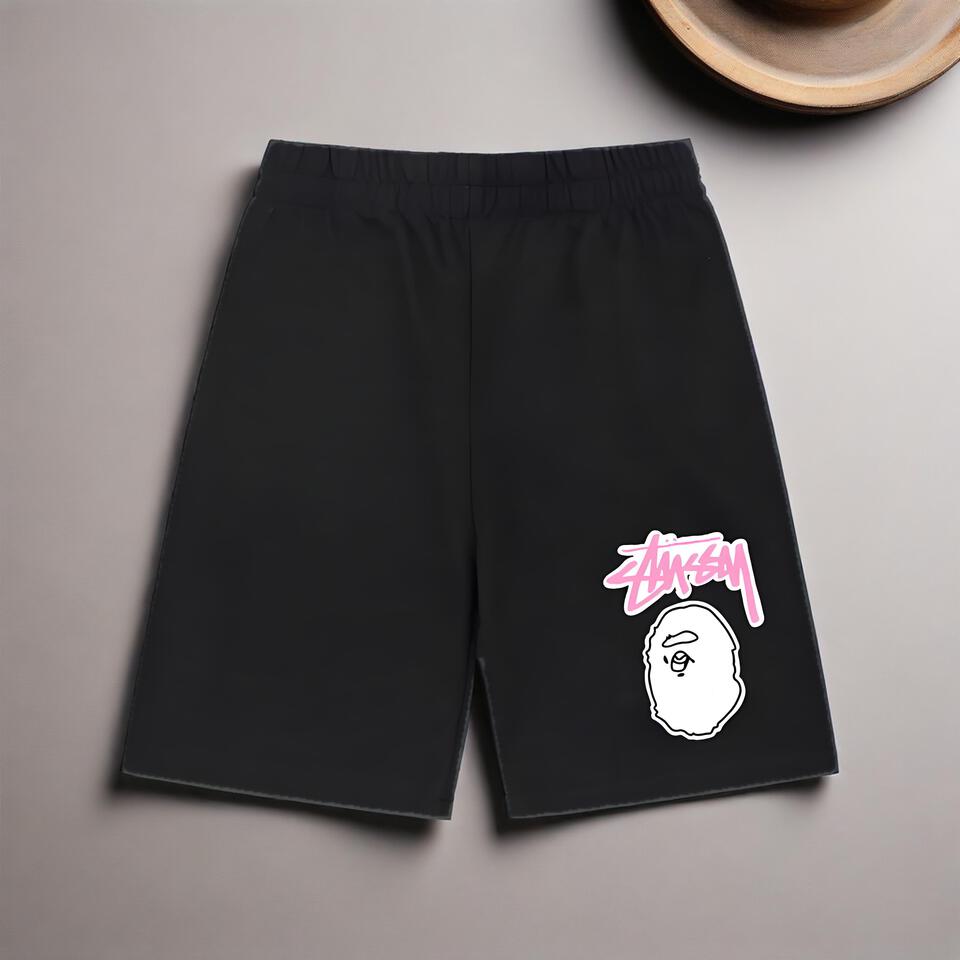 BAPE Black Cotton Streetwear Shorts Men's Urban Fashion