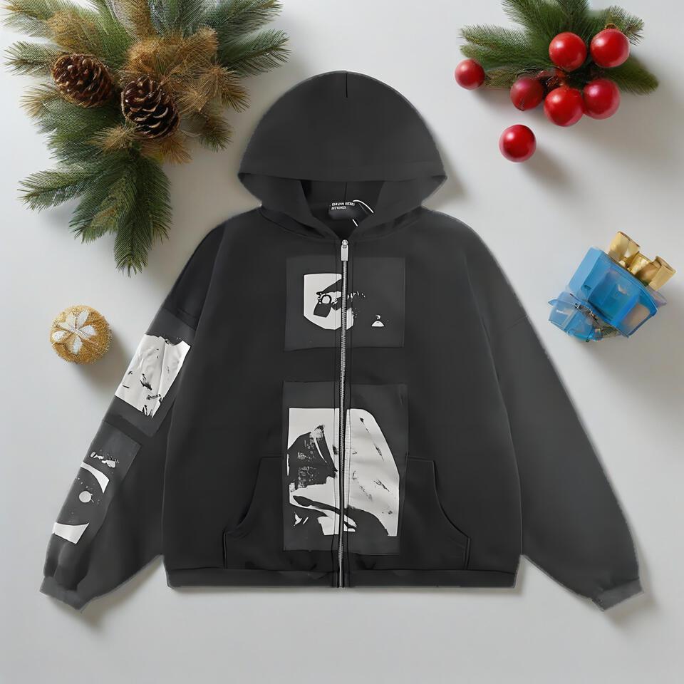 Bape Black Hooded Sweatshirt Unisex Street Print Loose Fit