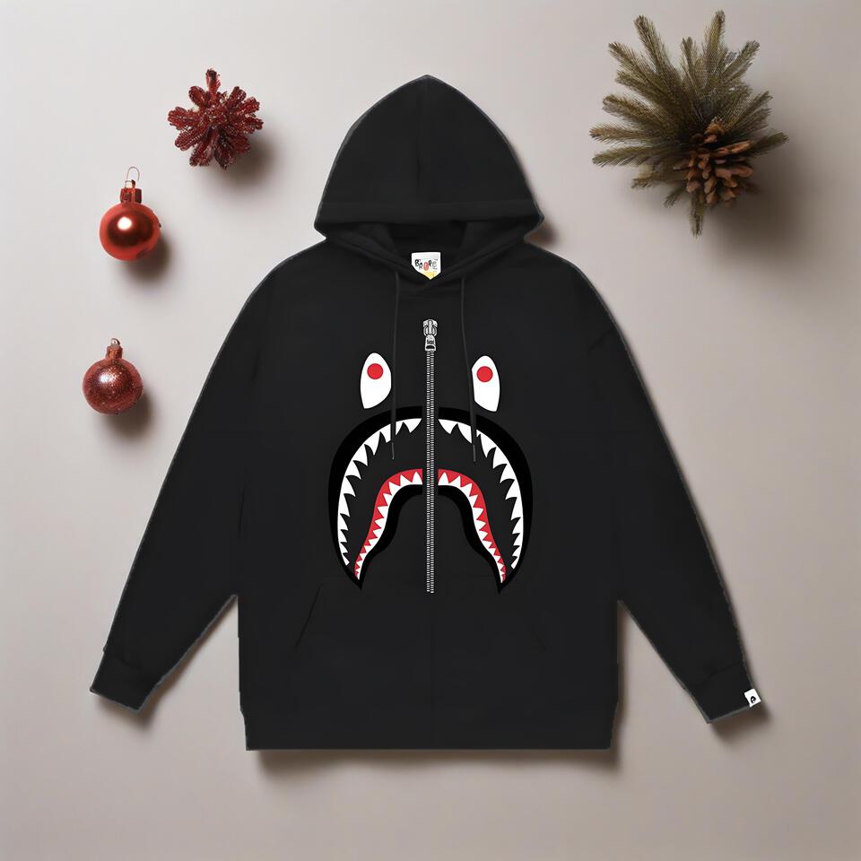 Bape Black Shark Hoodie Full Zip Sweatshirt