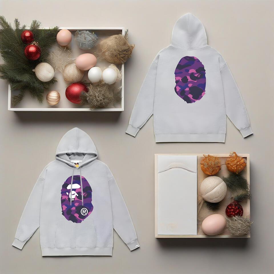 Bape Gray Camo Ape Head Hooded Sweatshirt
