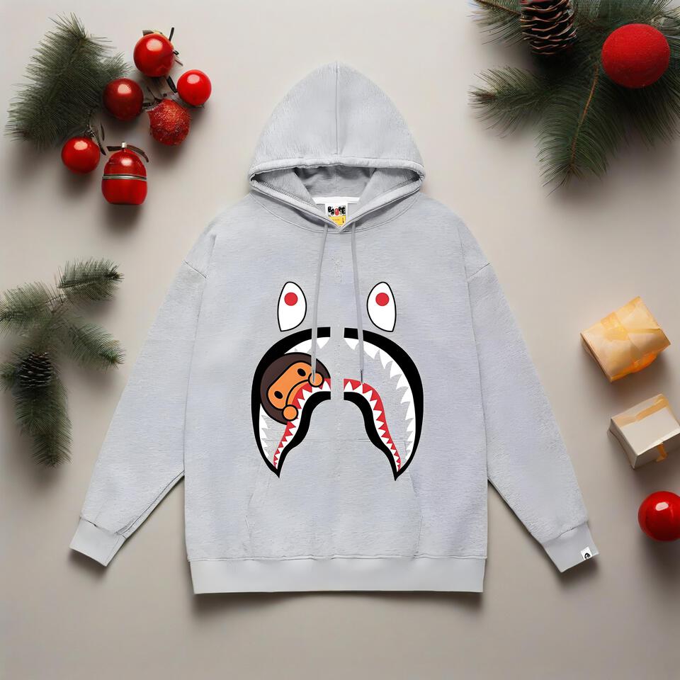 Bape Gray Cotton Streetwear Hoodie