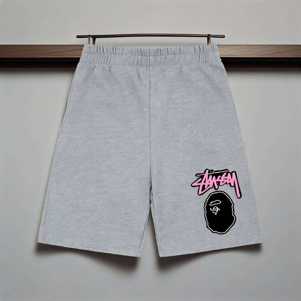 BAPE Grey Cotton Street Shorts | Casual Comfortable Streetwear Shorts for Men