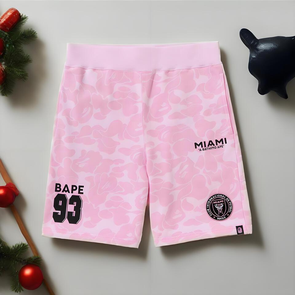 Bape Pink Camo Cotton Blend Breathable Unisex Shorts