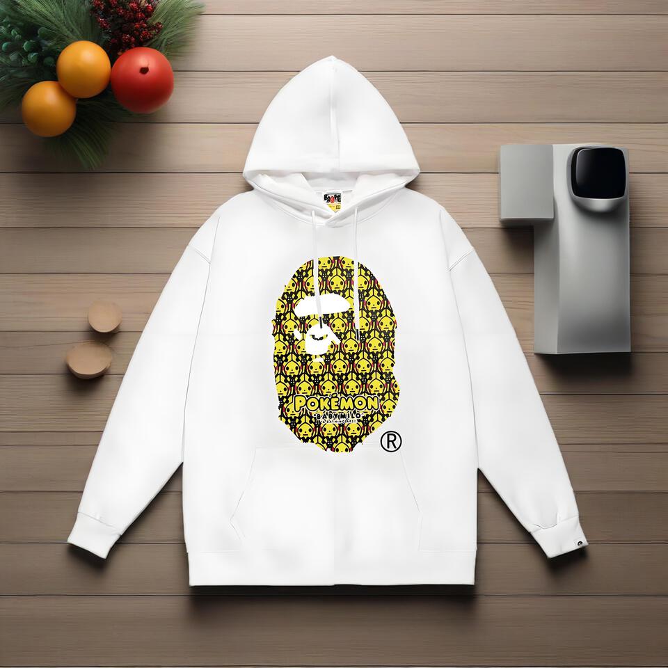Bape Pokemon White Hoodie Unisex Streetwear