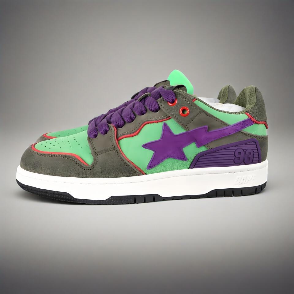 BAPE SK8 STA Suede Retro Sneakers in Bold Color Block Design