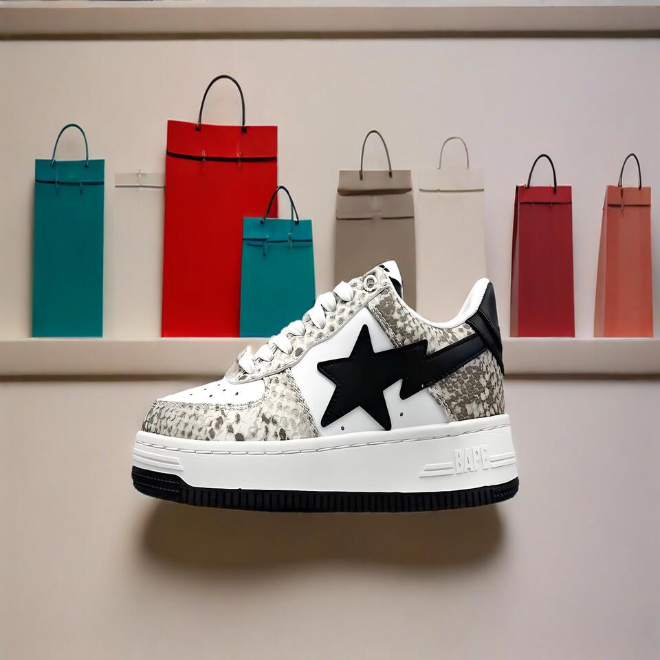 BAPE STA Black White Snake Camo Sneakers